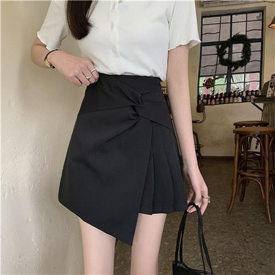 S-5XL Fekete szoknyák Női Aszimmetrikus Mini Magas Derekú Tiszta Nyári Temper Designer Hotsweet koreai ruhák Utcai ruházat Мини Юбки