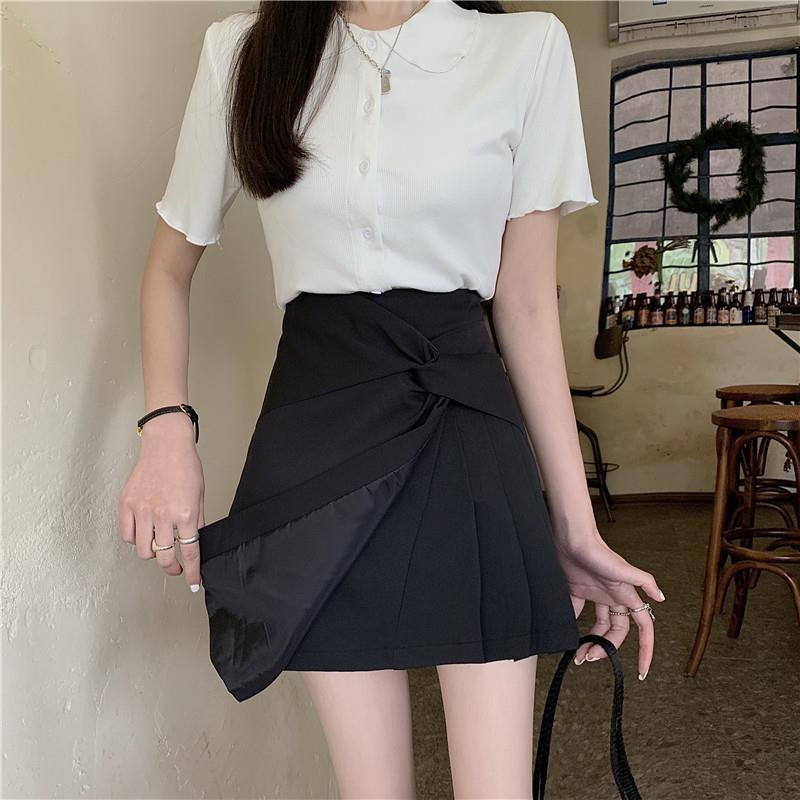 S-5XL Fekete szoknyák Női Aszimmetrikus Mini Magas Derekú Tiszta Nyári Temper Designer Hotsweet koreai ruhák Utcai ruházat Мини Юбки