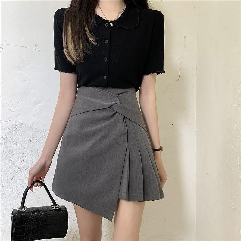 S-5XL Fekete szoknyák Női Aszimmetrikus Mini Magas Derekú Tiszta Nyári Temper Designer Hotsweet koreai ruhák Utcai ruházat Мини Юбки