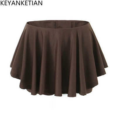 KEYANKETIAN Καλοκαιρινή Νέα Γυναικεία Μεγάλη Ελαστική Μίνι Φούστα Καλοκαιρινή μονόχρωμη στενή σέξι φούστα Peplum Μισή φούστα Μεγάλη φούστα τρένο