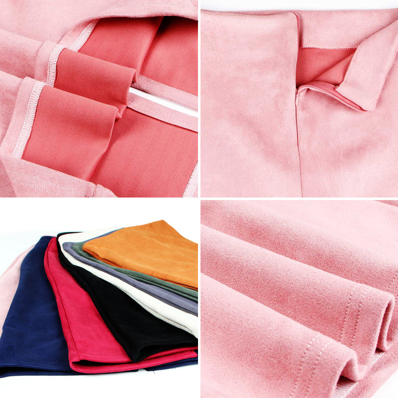 Rudens žiemos seksualus zomšinis sijonas moteriškas Daugiaspalvis krepšys Vienspalvis klubo spalvos aukštas juosmuo Plonas, vieno žingsnio pieštuko sijonas PU odinis sijonas