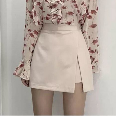 Fuste mini femei, cu fante laterale, dulciuri calde, neregulate, solide, Y2k, șic, fraged, talie înaltă, îmbrăcăminte de stradă de vară, îmbrăcăminte subțire perfectă, modă