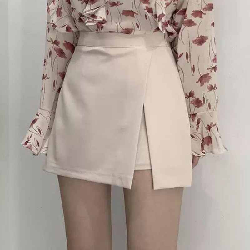 Fuste mini femei, cu fante laterale, dulciuri calde, neregulate, solide, Y2k, șic, fraged, talie înaltă, îmbrăcăminte de stradă de vară, îmbrăcăminte subțire perfectă, modă