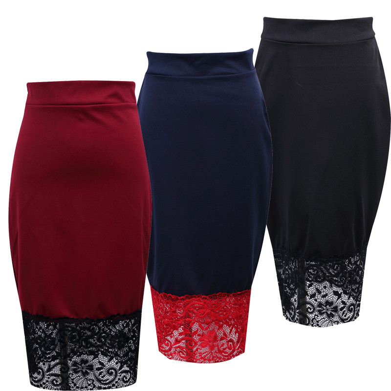 Doamnelor, birou, sexy, fuste midi pentru femei, fuste de culoare solidă din dantelă elastică, fuste cu talie înaltă, scurte, subțiri, pentru fitness, fierbinte