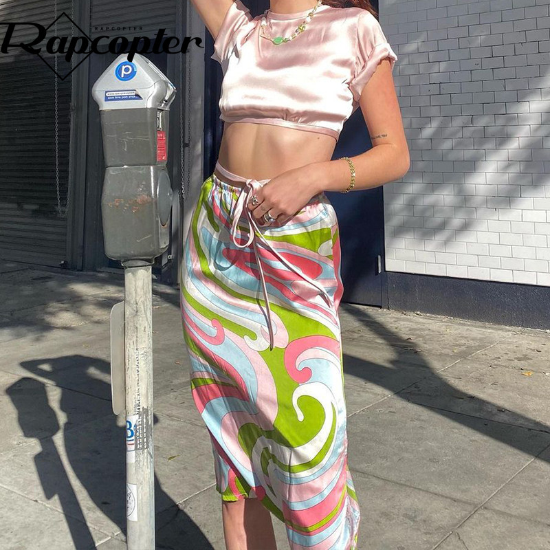 Rapcopter Paisley duge suknje y2k Modne duge suknje Ženske suknje za plažu visokog struka Harajuku slatke suknje Ljeto 2021. Nova suknja