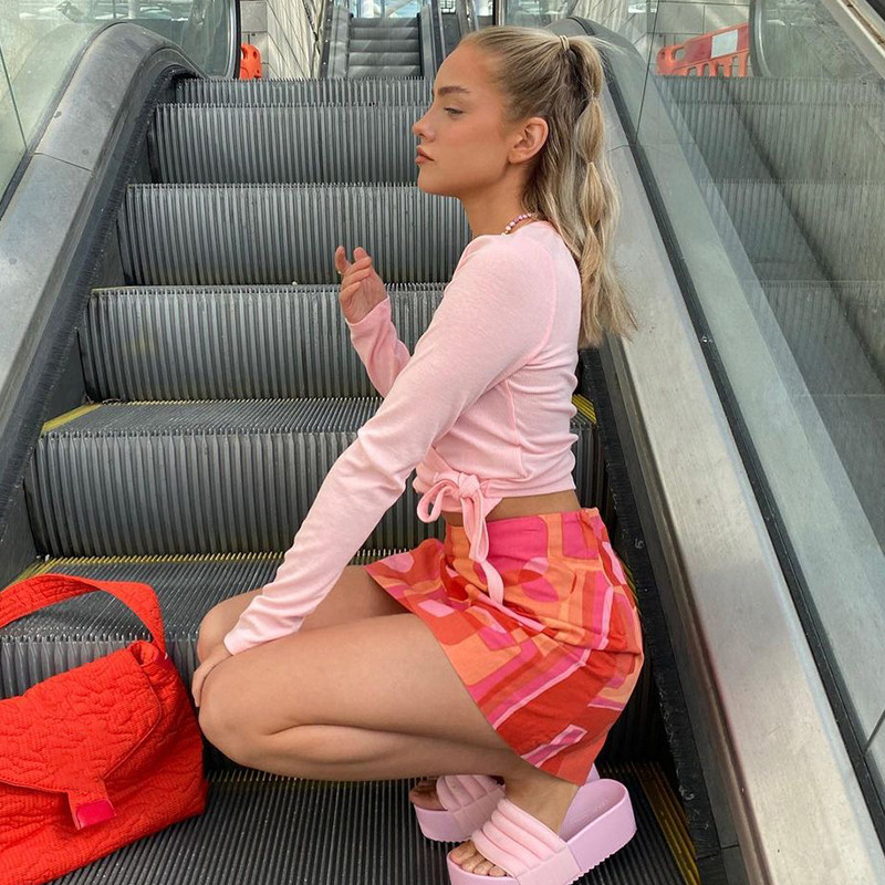 Vitage suknje s printom Rapcopter y2k Modne mini suknje Visokog struka Kratke suknje Streetwear Ženske Harajuku suknje 2021. Nove 90-e