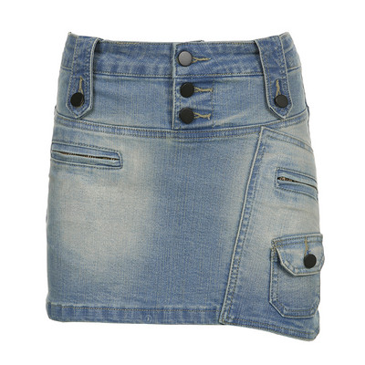 Džínsové nepravidelné mini sukne Dámske vrecká Nízky pás Sexy prané Vintage Jemný americký retro štýl Y2k oblečenie Harajuku Faldas