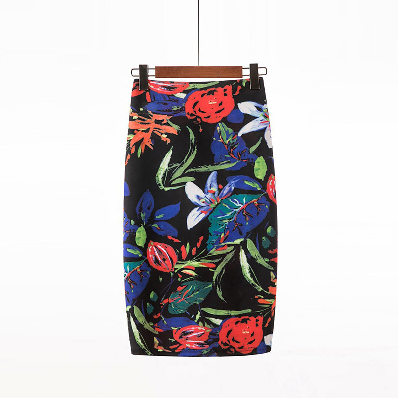 2021. gada ziedi ar apdruku līdz ceļgaliem, zīmuļu svārki sievietēm Vasaras jaunatnes modes vintage boho eleganti augstas kvalitātes sieviešu svārki