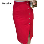 Υπερμεγέθη Γυναικείες φούστες γραφείου S-5XL Fashion Summer Slim Σέξι Ψηλόμεσο Bodycon Κόκκινη Pencil Φούστα Γυναικεία Φούστα με ανοιχτό σκίσιμο OL Μαύρη