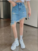 Φούστες Γυναικείες Ασύμμετρες Φοιτητές S-5XL Καθημερινό τζιν ελεύθερου χρόνου Απλό, ζεστό καλοκαιρινό, όλα ταίρι, λεπτή ψηλή μέση σε κορεάτικο στυλ