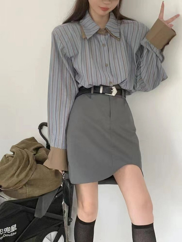 Aszimmetrikus szoknyák Női Elegáns Elegáns Nyári Új Stílusos Irodai Női Koreai Divat Ruházat Teljesen illő magas derekú Basic Faldas