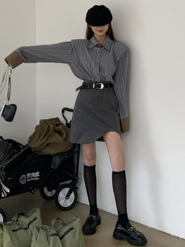 Aszimmetrikus szoknyák Női Elegáns Elegáns Nyári Új Stílusos Irodai Női Koreai Divat Ruházat Teljesen illő magas derekú Basic Faldas