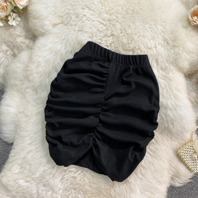 Mini kokvilnas svārki sievietēm, vienkārši salocīti Mujer korejiešu stila svārki ar augstu vidukli, īsi Jupe zīmuļu svārki