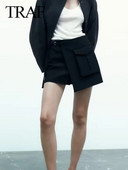 TRAF naiste kõrge vöökohaga lühikesed seelikud naistele Y2k tänavarõivad miniseelik Moodne asümmeetriline skorts naistele must cargo seelik