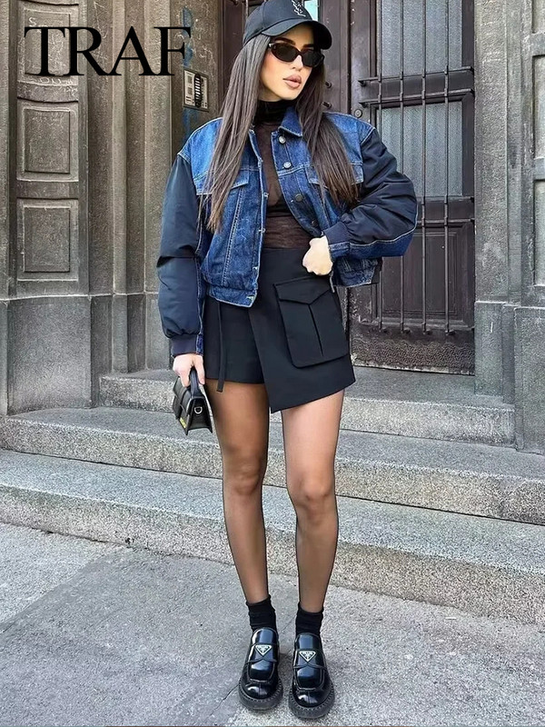 TRAF naiste kõrge vöökohaga lühikesed seelikud naistele Y2k tänavarõivad miniseelik Moodne asümmeetriline skorts naistele must cargo seelik