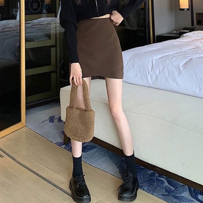 Ebaregulaarsed seelikud Naistele Moodsad soliidsed kõrge vöökohaga vedru Mini Seksikas Lihtne Korea stiilis Mood Sobiv vabaaja kontori daam šikk
