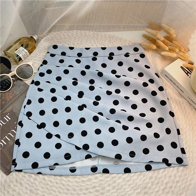 Pöttyös szoknyák női 4 színű szabálytalan mini elegáns koreai stílusú nyári csípős egyszerű divat Diákoknak magas derekú, zsenge, minden egyezés