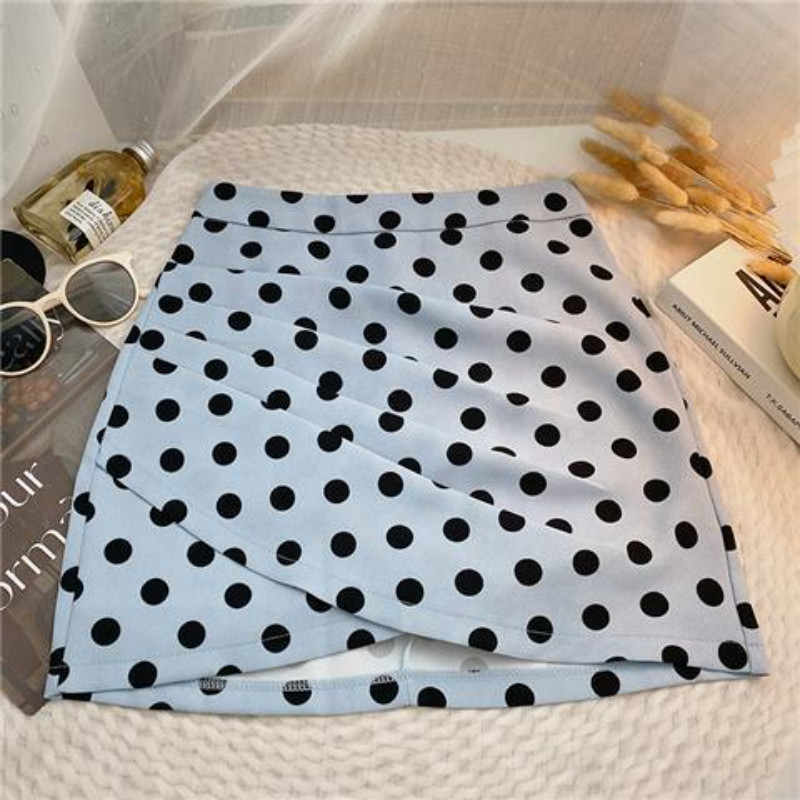 Pöttyös szoknyák női 4 színű szabálytalan mini elegáns koreai stílusú nyári csípős egyszerű divat Diákoknak magas derekú, zsenge, minden egyezés