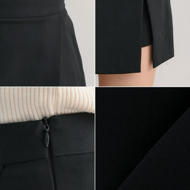 Мини поли Дамски странични цепки Нова мода Едноцветни Неправилни Ежедневни Семпли Тънки Офис Дамски шик Ulzzang Висока талия Универсален характер