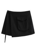 ZXQJ Women 2023 Fashion Patch Διακοσμητικά ρούχα εργασίας Μίνι φούστα Vintage ψηλόμεση με κορδόνι μπαρέτα Mujer