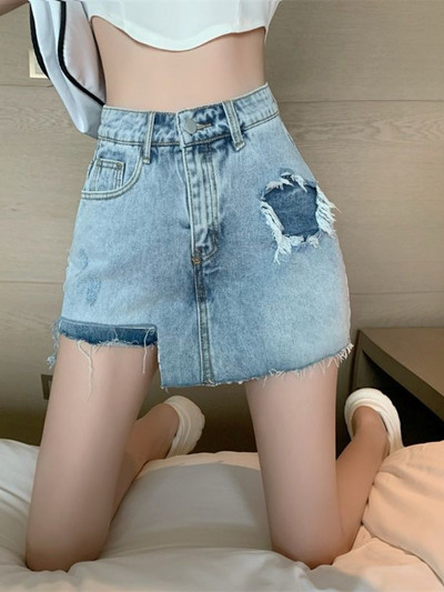 Szoknyák Női Aszimmetrikus divat Utcai ruházat Farmer Vintage mosott Retro magas derekú Mini Szexi Elegáns Elegáns Alkalmi Harajuku Új