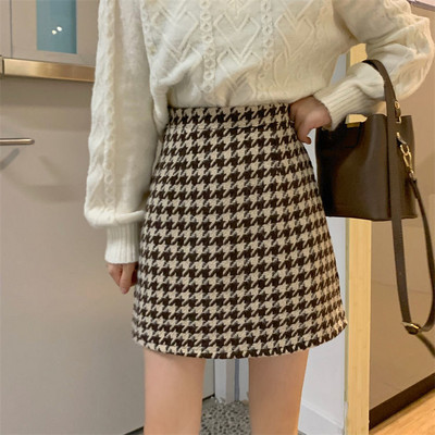 Sieviešu svārki ar augstu vidukli, daudzkrāsaini rūtaini, modes Harajuku vintage eleganti biroja dāmu svārki ikdienas A-Line pavasara rudens svārki