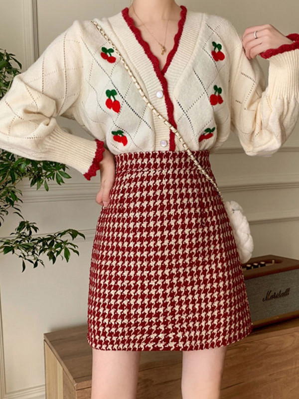 Sieviešu svārki ar augstu vidukli, daudzkrāsaini rūtaini, modes Harajuku vintage eleganti biroja dāmu svārki ikdienas A-Line pavasara rudens svārki