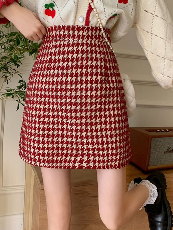 Sieviešu svārki ar augstu vidukli, daudzkrāsaini rūtaini, modes Harajuku vintage eleganti biroja dāmu svārki ikdienas A-Line pavasara rudens svārki