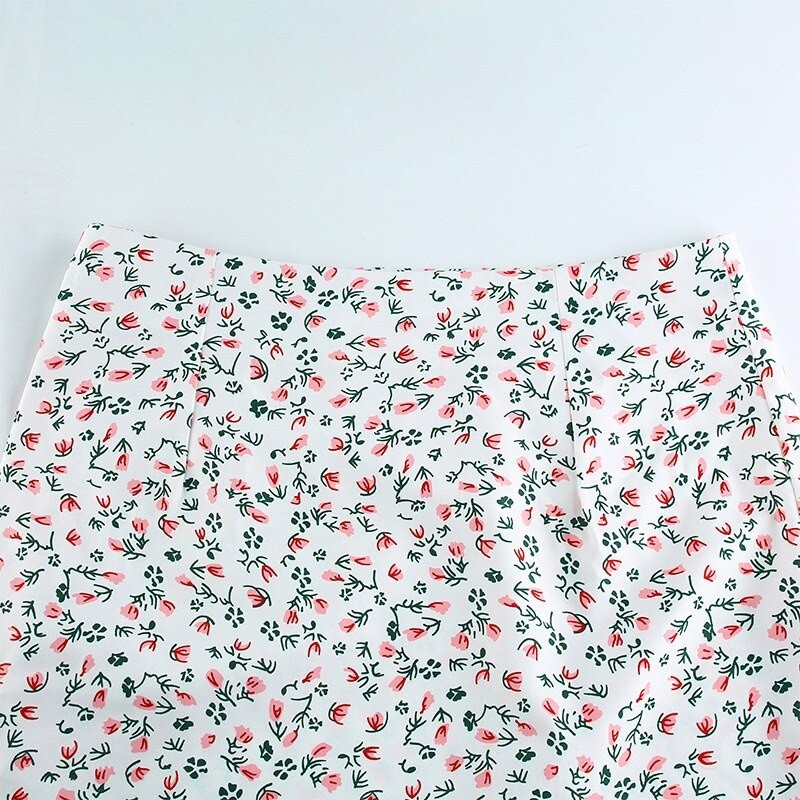 Γυναικεία σέξι ψηλόμεση φούστα με φλοράλ στάμπα με σκίσιμο στο πλάι