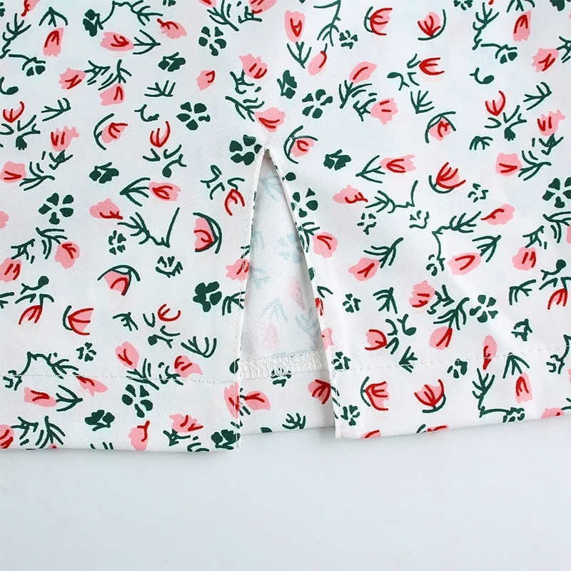 Γυναικεία σέξι ψηλόμεση φούστα με φλοράλ στάμπα με σκίσιμο στο πλάι