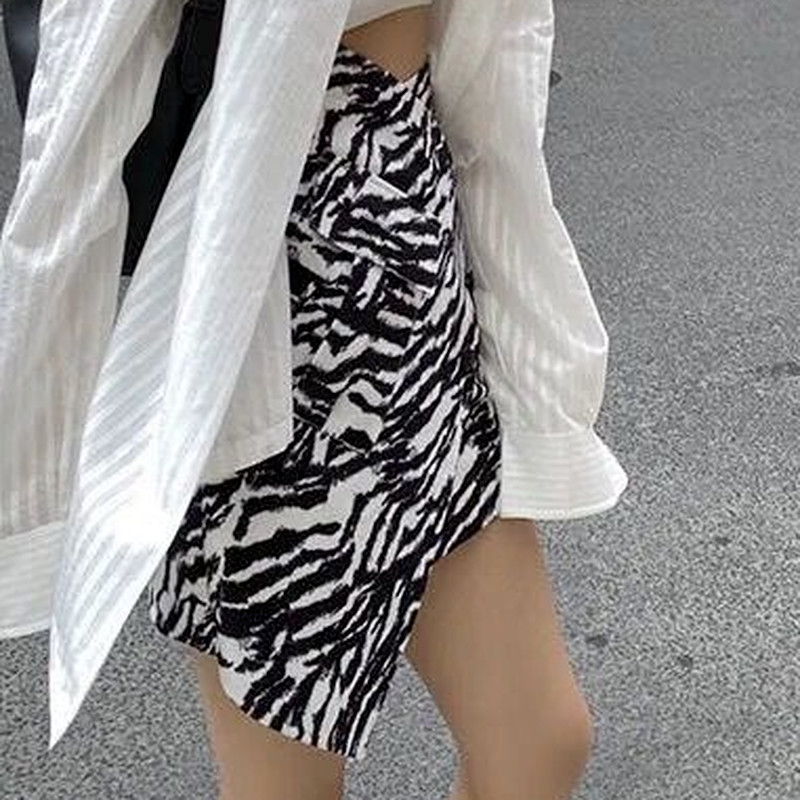 Naiste miniseelik, sebratriibud, stiilsed tänavarõivad, suvised, kõrge vöökohaga, elegantsed, ebaregulaarsed, asümmeetrilised, stiilsed Ulzzang Faldas