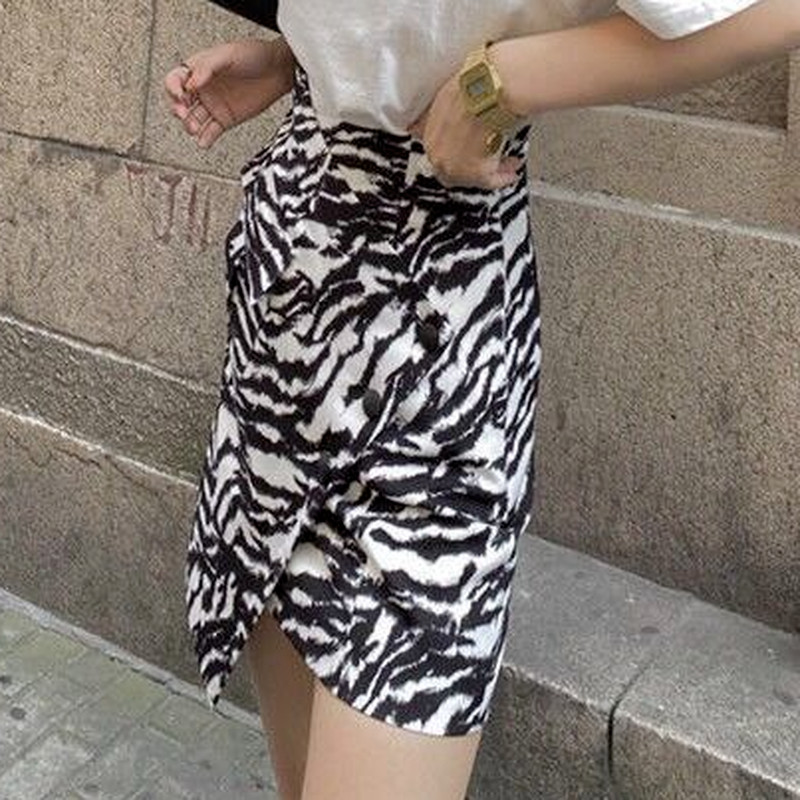 Naiste miniseelik, sebratriibud, stiilsed tänavarõivad, suvised, kõrge vöökohaga, elegantsed, ebaregulaarsed, asümmeetrilised, stiilsed Ulzzang Faldas