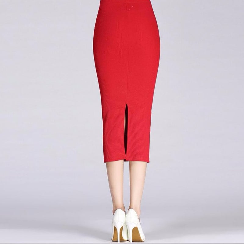 Nyári női szoknyák 2022 alkalmi lábszárközépig szexi lányok ceruzaszoknya Vékony piros rövid női csomag csípőszoknyák Femme Faldas Mujer