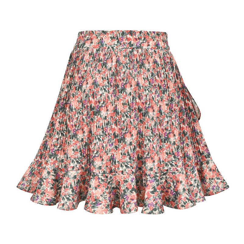 2023. aasta uus naiste moe isiksus, armsa stiiliga digitrükiga plisseeritud volangseelik Temperament liikleja vabaaja seelik