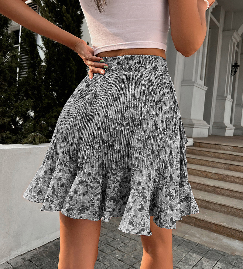 2023. aasta uus naiste moe isiksus, armsa stiiliga digitrükiga plisseeritud volangseelik Temperament liikleja vabaaja seelik