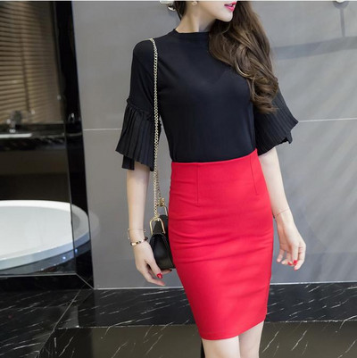 Jauni faldas mujer moda 2019 Split After Of The High Waist OL Step Profesionāli svārki Stretch Liela izmēra sieviešu svārki S-5XL