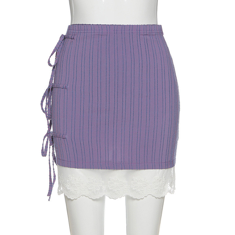 Dulce cu dantelă Bandaj Y2K Mini fustă de vară femei cu talie înaltă bodycon E-girl șic fustă mozaică Vintage Streetwear pantaloni drăguți