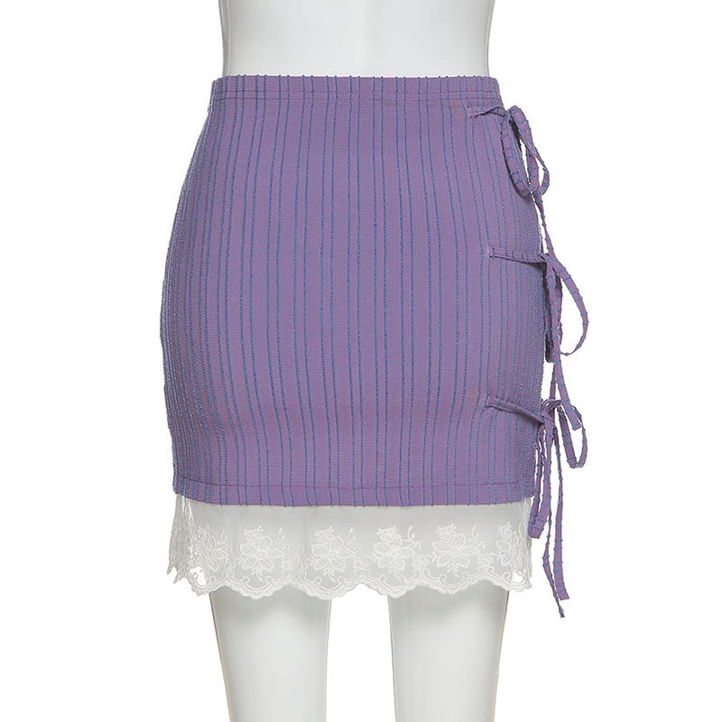 Dulce cu dantelă Bandaj Y2K Mini fustă de vară femei cu talie înaltă bodycon E-girl șic fustă mozaică Vintage Streetwear pantaloni drăguți