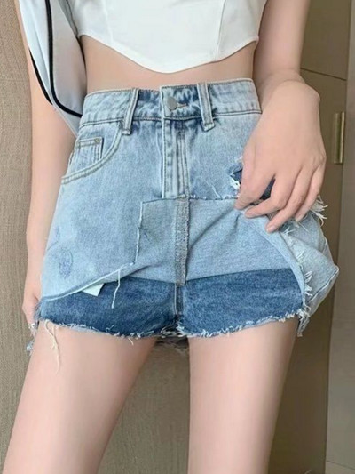 Džinsu svārki Sieviešu personība S-5XL Stilīgs dizains Vasaras asimetrisks Seksīgs Ulzzang Vispiemērotākais Streetwear Retro Colleges Empire