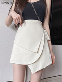 Aszimmetrikus szoknyák női, tiszta dizájn temperamentum, koreai stílus, egyszerű mindennapi szabadidő birodalom, divatos nyári mini faldák