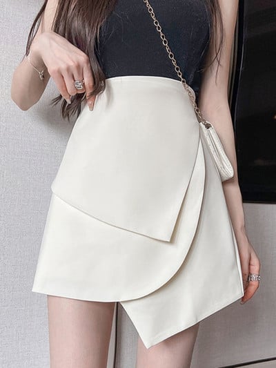 Aszimmetrikus szoknyák női, tiszta dizájn temperamentum, koreai stílus, egyszerű mindennapi szabadidő birodalom, divatos nyári mini faldák