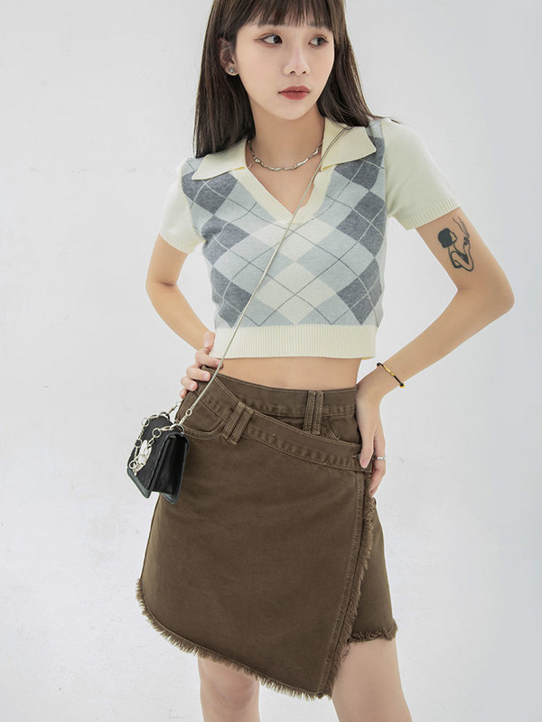 Μίνι φούστες Γυναικείες ασύμμετρη σχεδίαση streetwear Απλή καθαρή δημοφιλής προσωπικότητα Καλοκαιρινό τζιν Faldas Ulzzang Ladies All-match