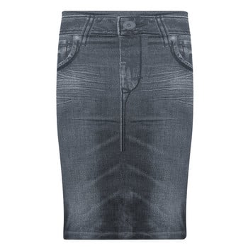 Fake Jeans Midi Pencil Φούστα Γυναικεία 2023 Μόδα Ελαστική ψηλόμεση Γραφείο Lady Bodycon Φούστες Λεπτές Stretch Φούστες Jupe Femme