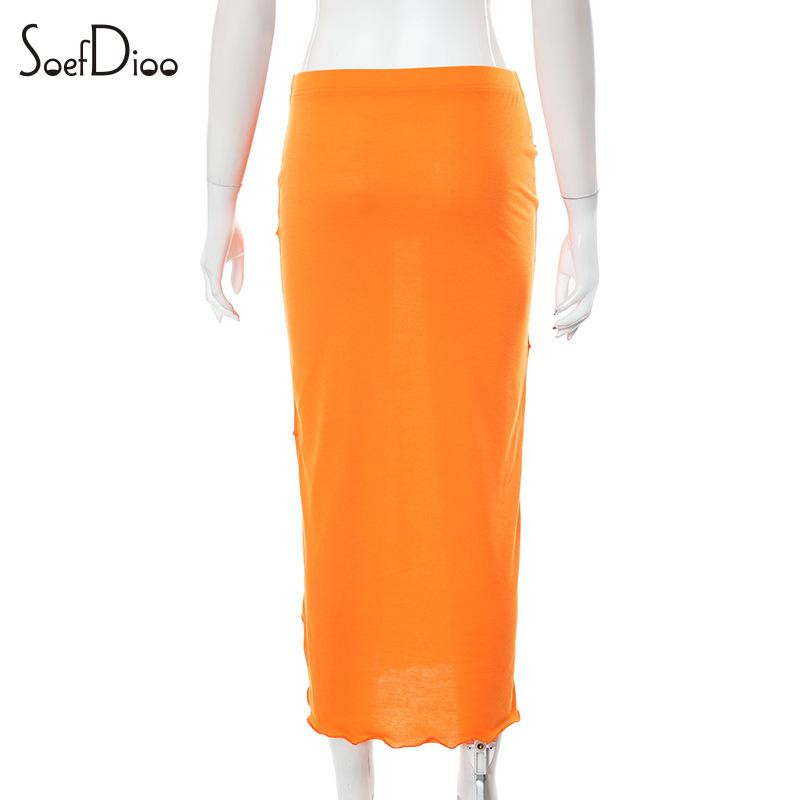 Soefdioo Solid Ruffles Tīkla svārki Sieviešu modes skats ar augstu vidukli ķermeni veidojoši maksi svārki 2023. gada vasaras klubā