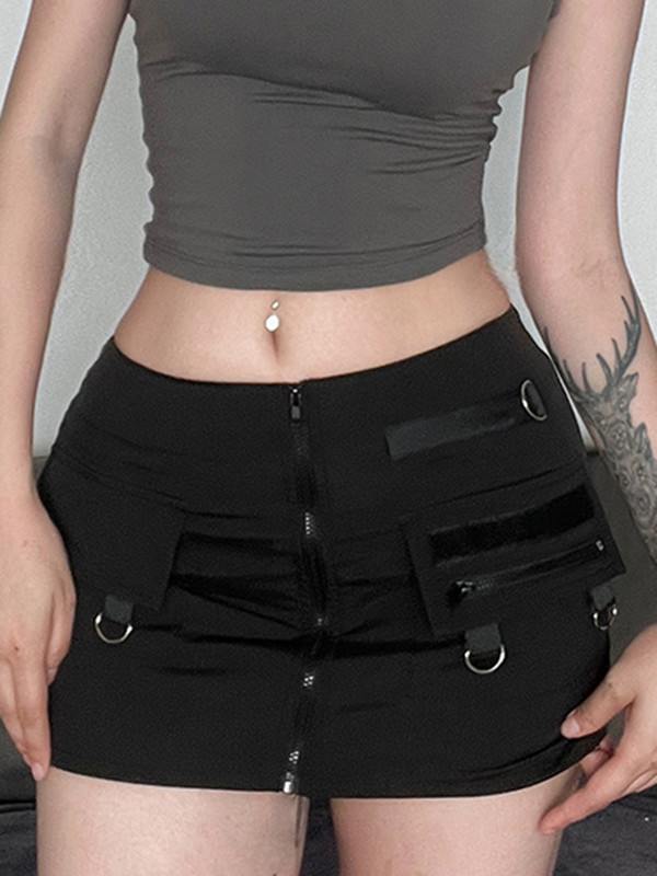 Weekeep Punk Style Mini Cargo Seelik Naiste vabaaja Must Taskuga Lapiline Madal Y2K Lühikesed Seelikud Korea mood Seksikas Esteetiline