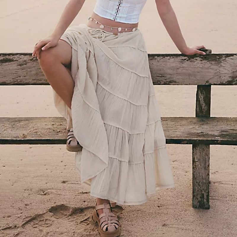 Y2K Fairy Grunge Πλισέ Φόρεμα Αισθητικής δεκαετίας του '90 Vintage ψηλόμεση μακριά φούστα Γυναικεία κομψή Κορεάτικη Harajuku Boho Holiday Streetwear