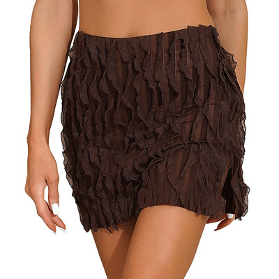 Divat Női osztott ceruzaszoknya Party Klubruházat Egyszínű fodros miniszoknyák Női Úszó Takarók Nyaralás Strandruházat
