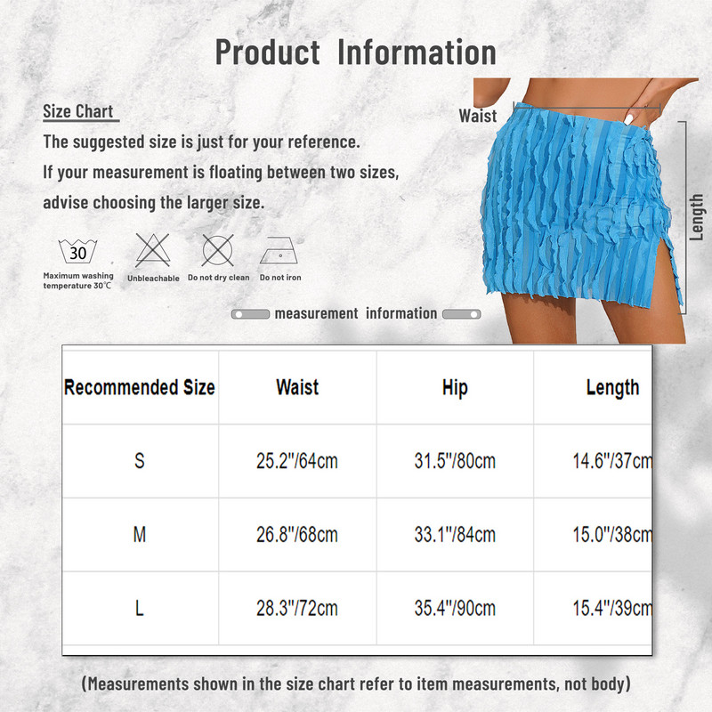 Divat Női osztott ceruzaszoknya Party Klubruházat Egyszínű fodros miniszoknyák Női Úszó Takarók Nyaralás Strandruházat