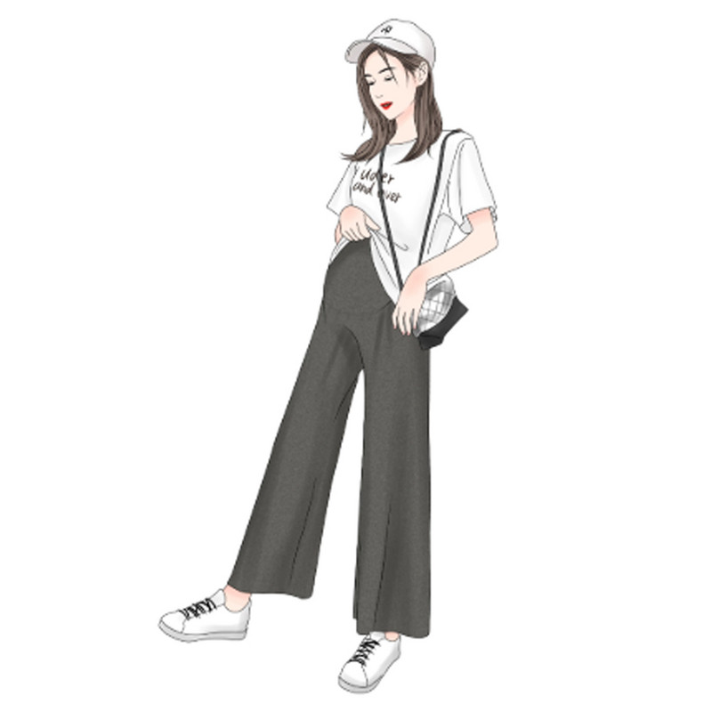 Suvised õhukesed puuvillased püksid rasedatele laia säärega, lahtised rasedus- ja kõhupüksid kõrge vöökohaga rasedusaegsed täispikad kõhupüksid