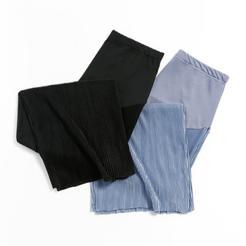 plus size Ice Silk Φαρδύ φαρδύ παντελόνι για έγκυες Πλισέ Παντελόνι εγκυμοσύνης Ελαστικό μασίφ μπλε Ρούχα OL Επίσημες εργασίες